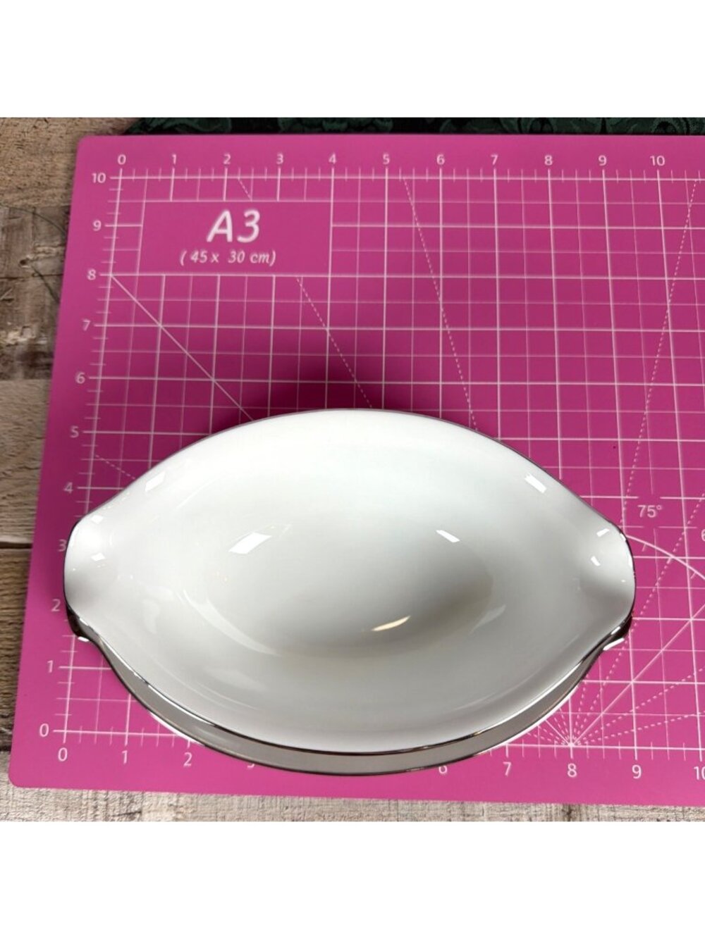 VTG Sango Platina 9in Gravy Sauce Boat Attached Underplate White Platinum Japan - Picture 7 of 14
